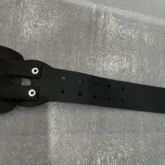 Club Monaco Black Woven Leather Wide  Belt with Silver Toned Buckle - Picture 10 of 11